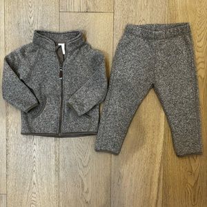 H&M Fleece Brown-Melange Tracksuit 12-18mo
